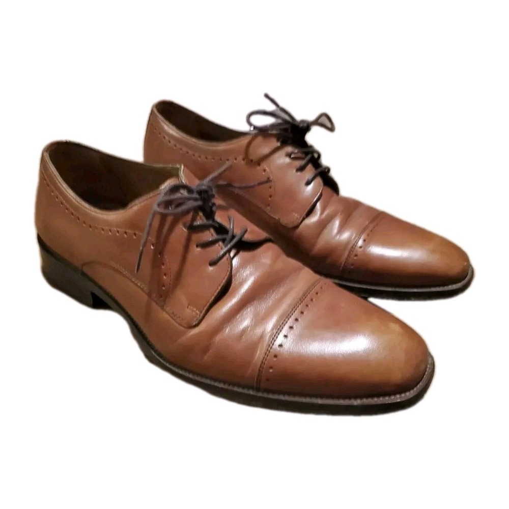 Johnston & Murphy Sanborn Cap Toe‎ Brown Oxford Shoes Men Size 9